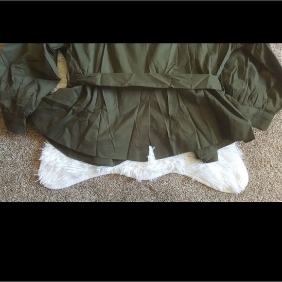 Who What Wear Belted Jacket Open Front Olive Green Dressy Women’s Size 1X NEW - Picture 5 of 11